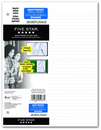 Five Star Heavyweight Refill Paper, 3 Hole Punched, College Ruled, 200  Sheets Per Pack - ACCO Canada
