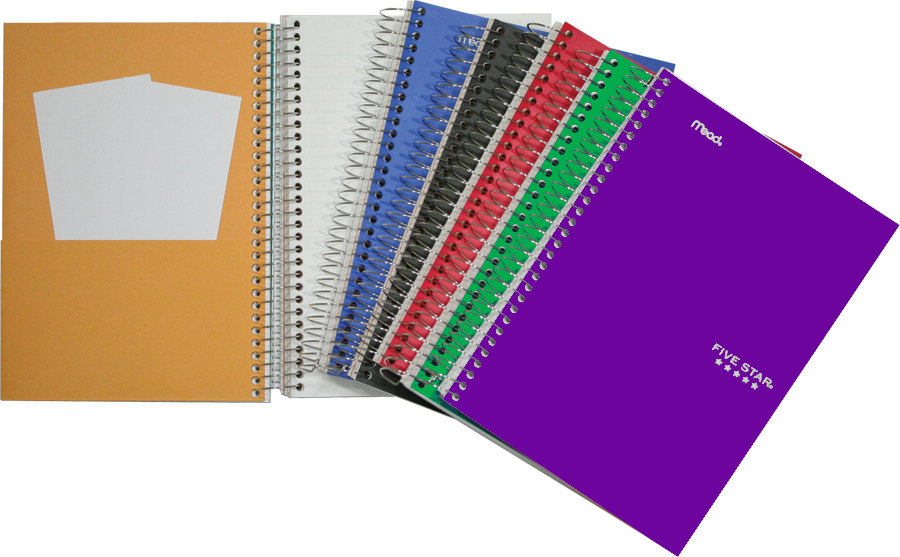 ꙳★*゜sa୨୧꙳★*゜ Five Star Spiral Notebook, 5 Subject, Wide Ruled Paper, 200