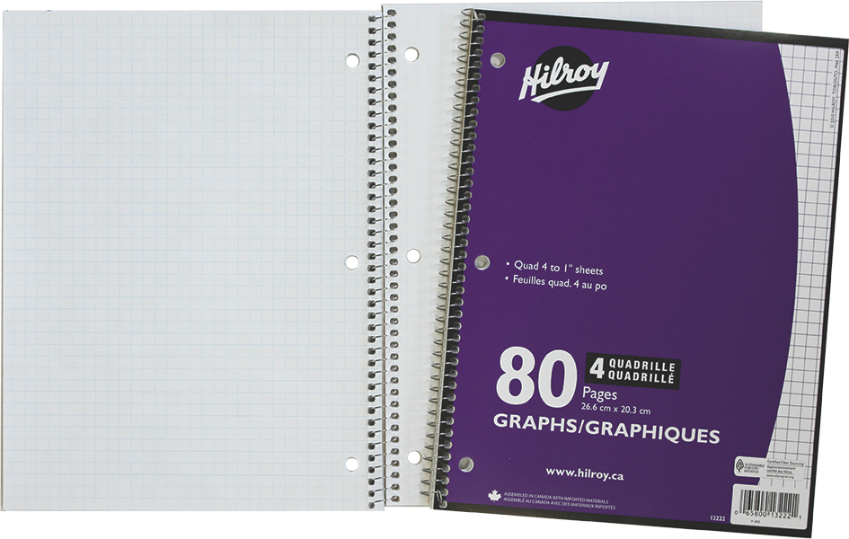 Hilroy 1 Subject Quad Notebook, 80 pages ACCO Canada