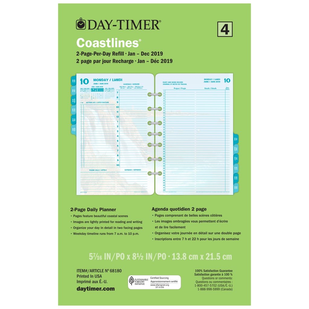 DayTimer® Coastlines® 2PagePerDay LooseLeaf Dated Refill, Recycled