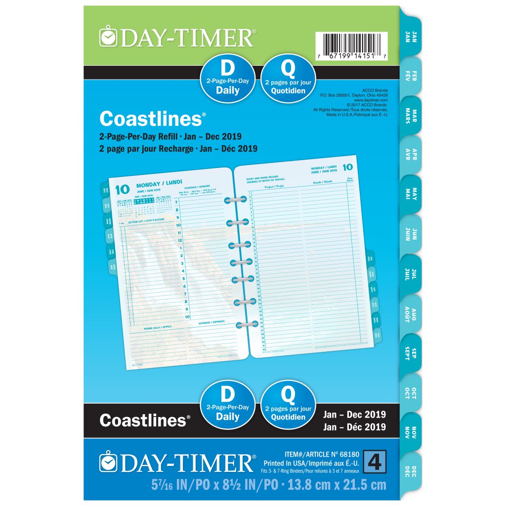 DayTimer® Coastlines® 2PagePerDay LooseLeaf Dated Refill, Recycled