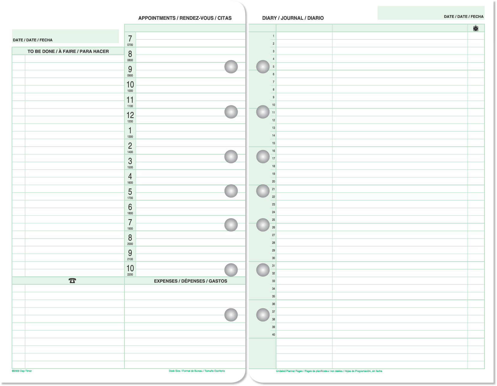 Day Timer 2 Page Per Day Undated Refill Recycled ACCO Canada Day timer 2 page per day undated refill recycled acco canada