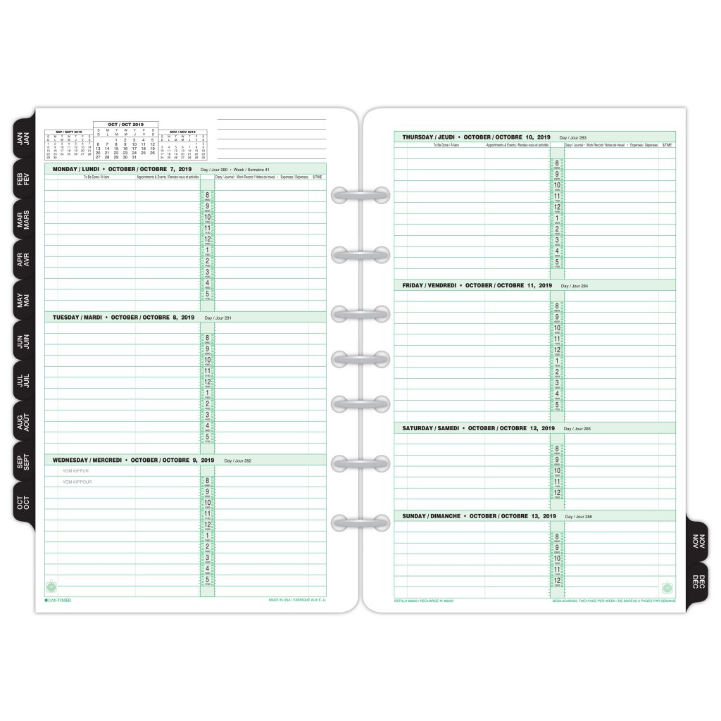 Day-Timer® 2-Page-Per-Week Loose-Leaf Dated Refills, Recycled - Desk ...