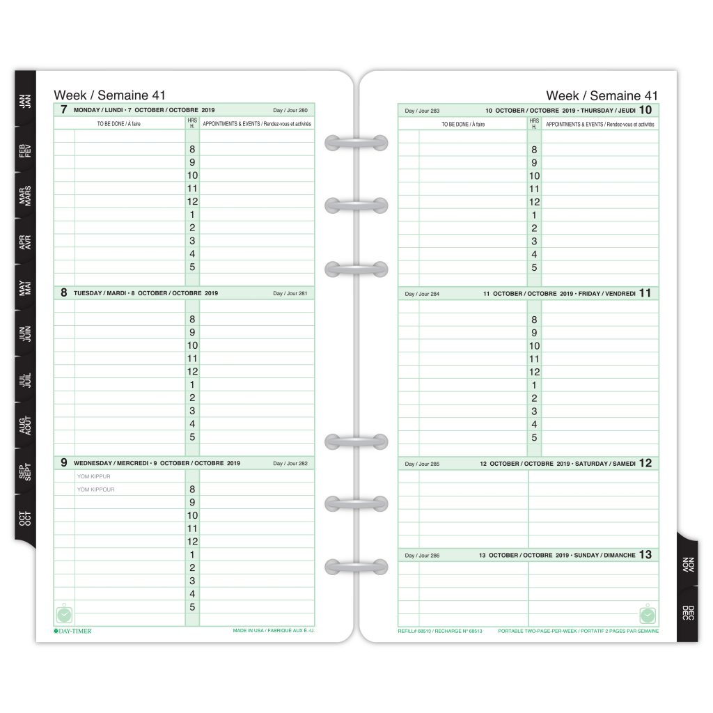 DayTimer® 2PagePerWeek LooseLeaf Dated Refills, Recycled