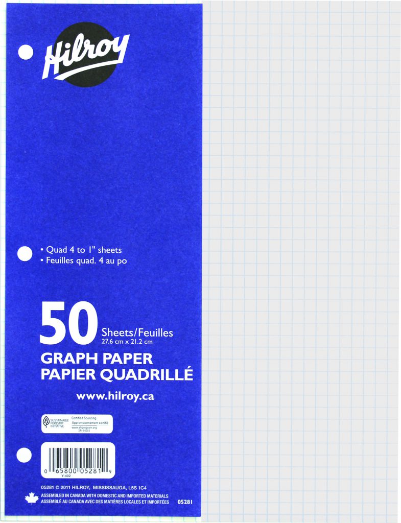 Hilroy Refill Graph Paper, Quad Ruled, 107/8 X 83/8Inch, 50 Sheets