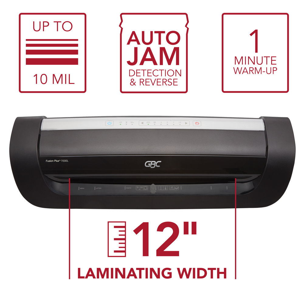 GBC® Fusion® 7000L 12” Laminator, 1 Min Warm-Up, 3-10 Mil, Includes 50 ...