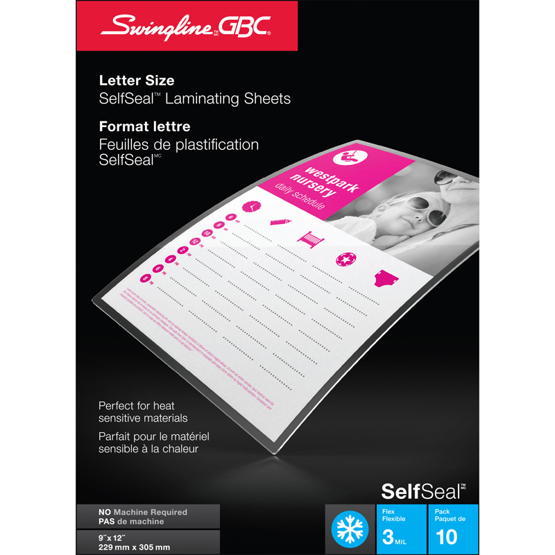 SelfSeal™ SelfAdhesive, SingleSided Laminating Sheet, Letter Size