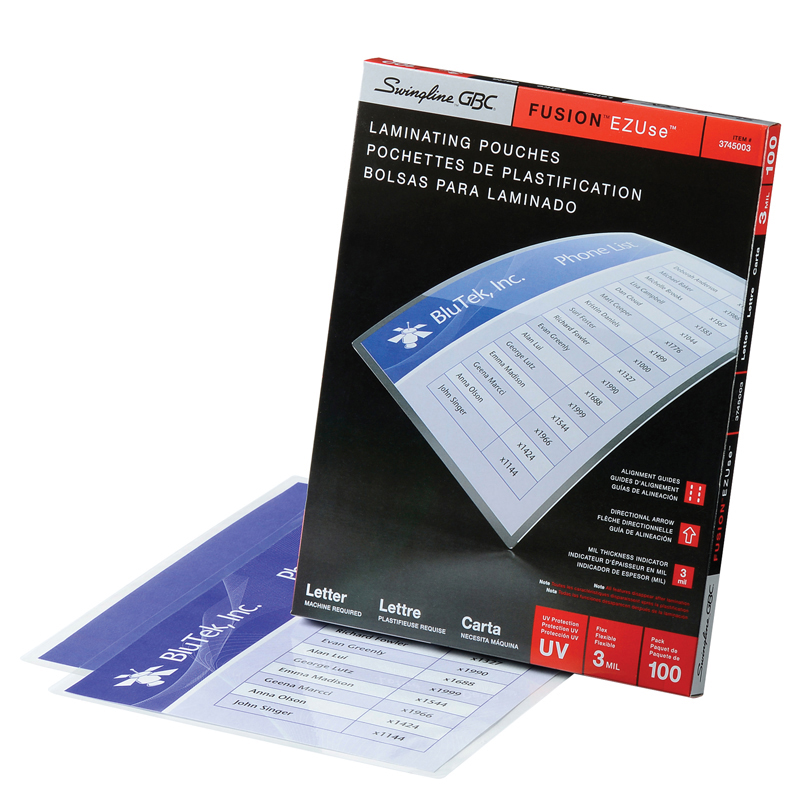 EZUse™ Thermal Laminating Pouches 3Mil Letter Size 8.5" x 11" 100