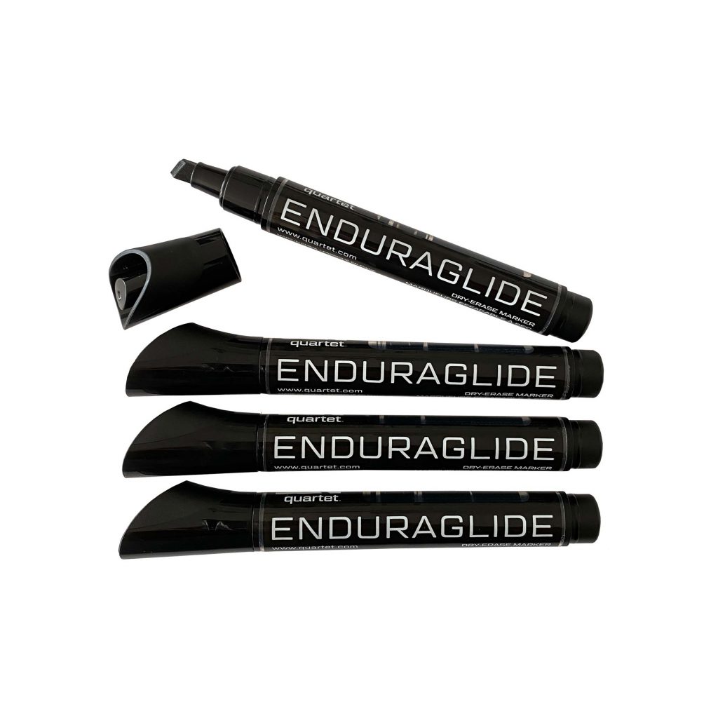 Quartet® EnduraGlide® DryErase Markers, Chisel Tip, Black 4Pack
