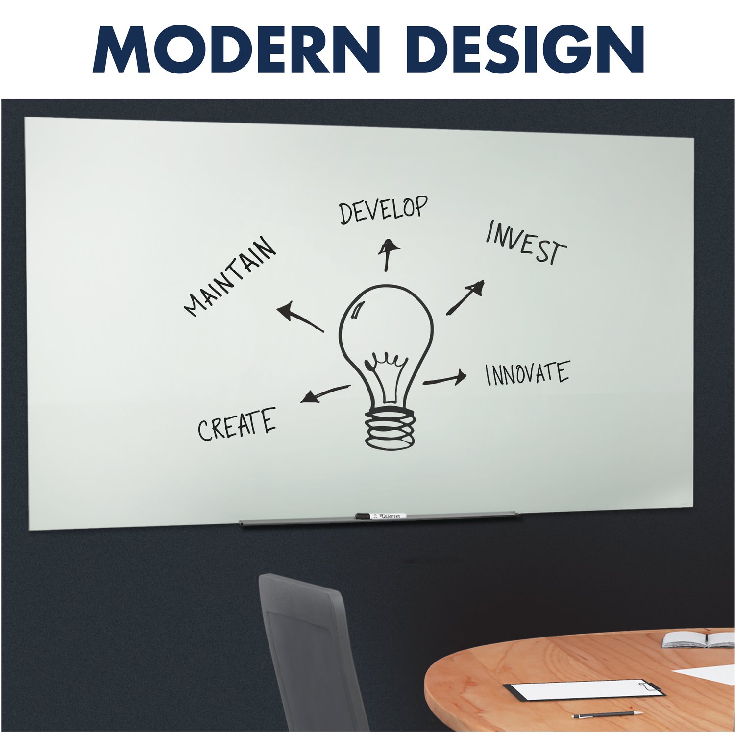 Quartet® InvisaMount™ Glass DryErase Board, 50" x 28" ACCO