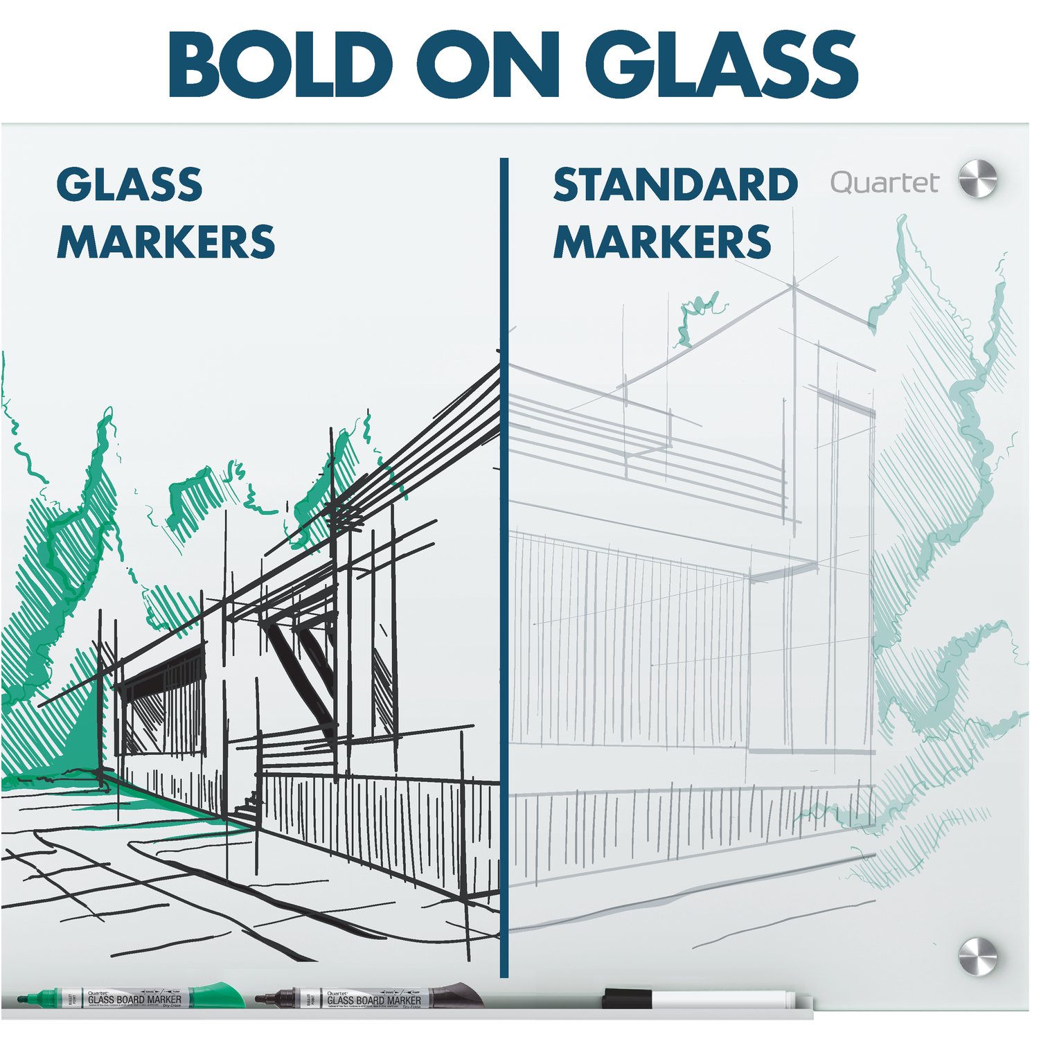 Quartet® Premium Glass Board Markers, Bullet Tip, Black 12Pack ACCO