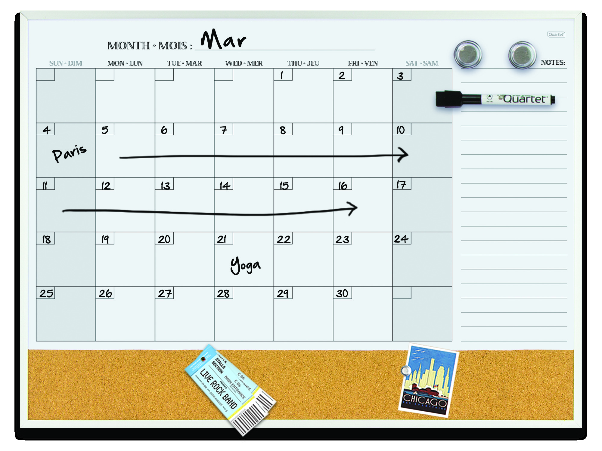 Quartet® Combination Calendar, Aluminum Frame, 17" x 23" ACCO Canada