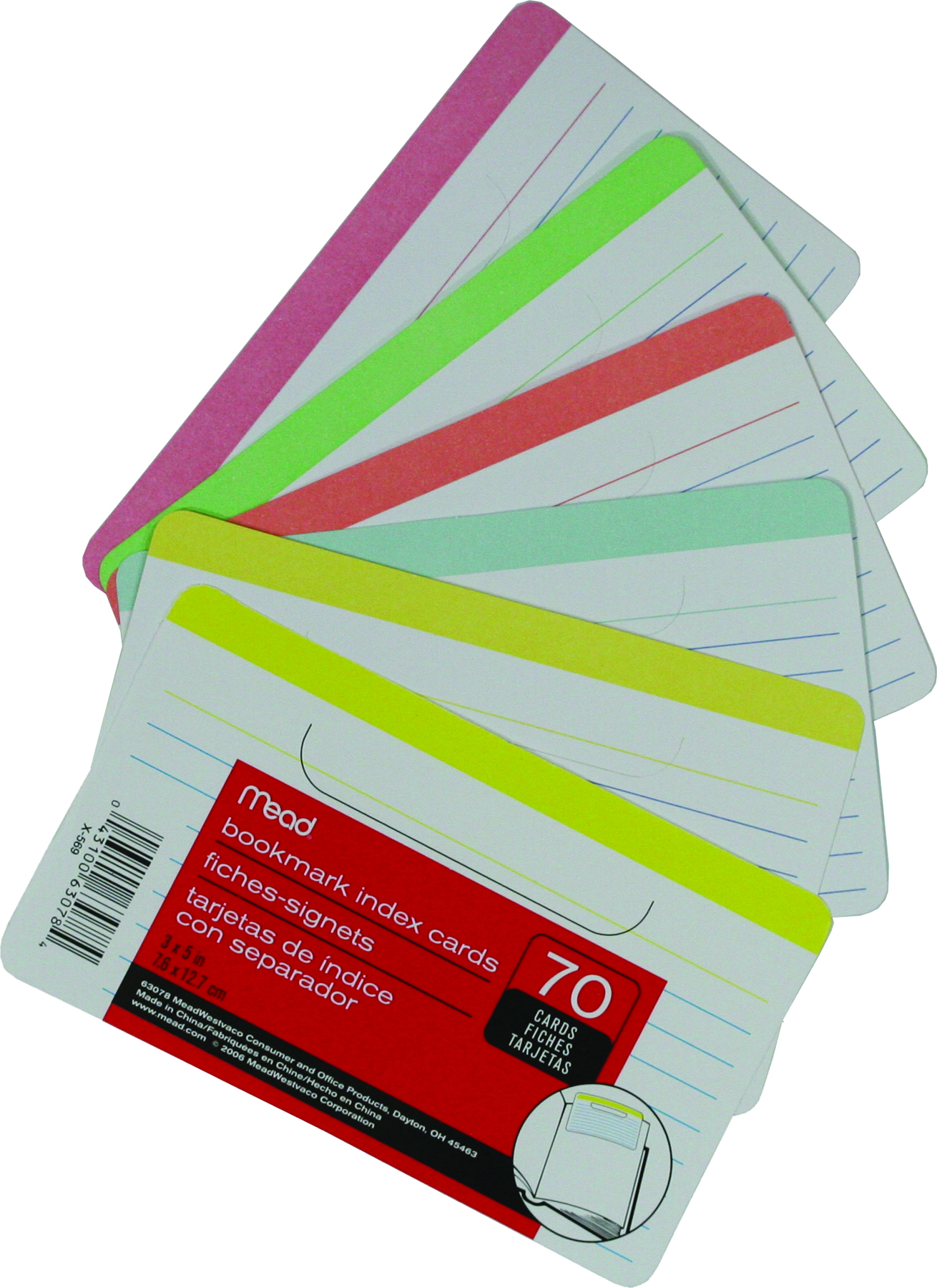 70-Count Ruled Mead Bookmark Index Cards 63078 