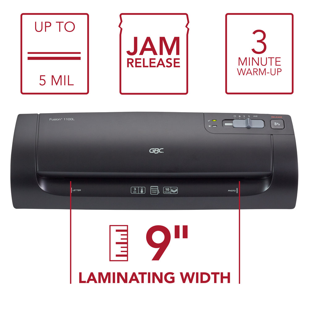 GBC® Fusion™ 1100L 9" Laminator, 3 Min Warmup, 3 or 5 Mil, Includes 10