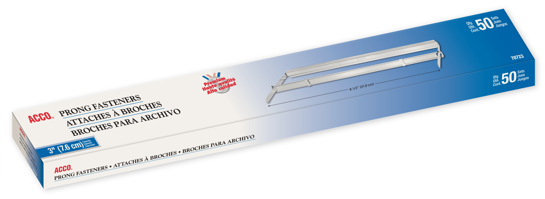 Acco Acco® Economy Prong Fasteners, 3-1/2 Sheet Capacity, 8-1/2L Base,  50/Box 12995