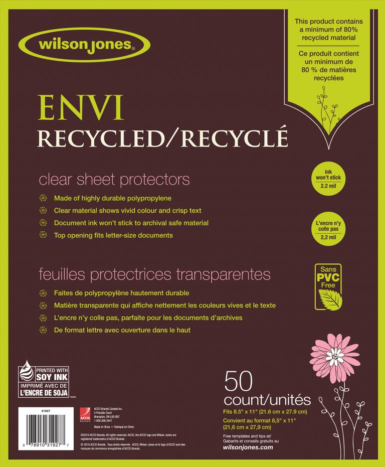 ENVI Recycled Sheet Protectors 50/pack ACCO Canada