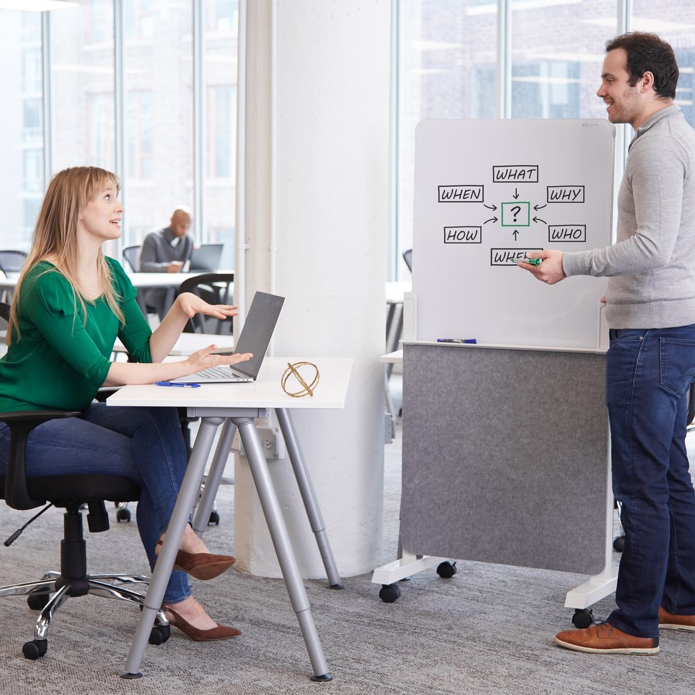 Quartet® Agile Glass DryErase Easel, DoubleSided, Adjustable Height